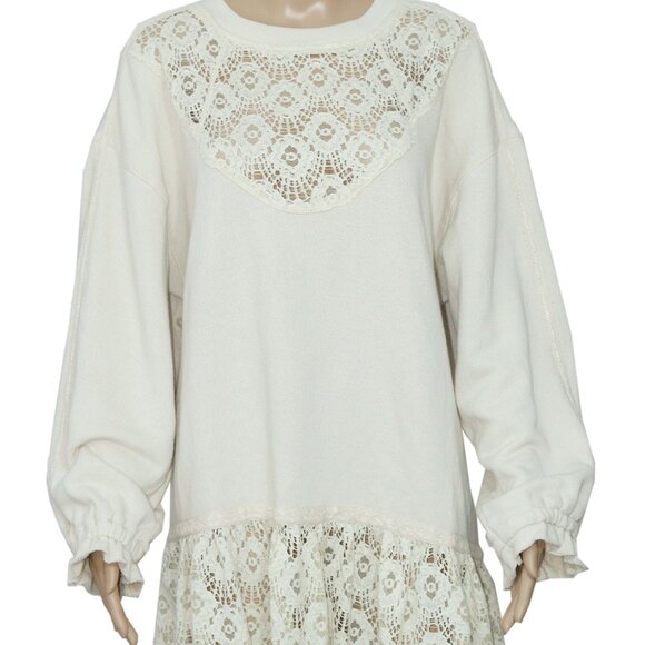 Free People Belle Sweatshirt Tea Crew Neck Oversized Pullover Dress XL - Picture 3 of 6